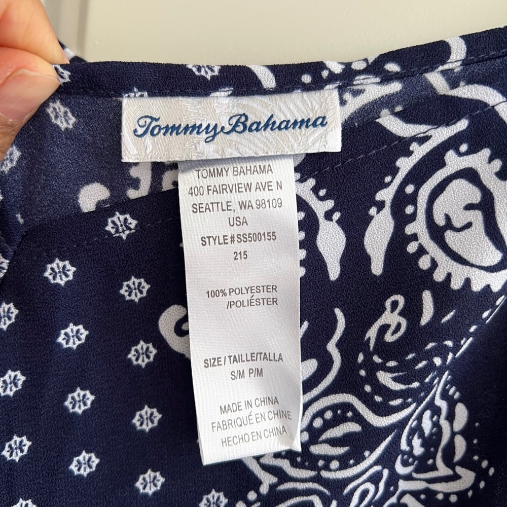 Tommy Bahama Navy and White Paisley Dress - Picture 12 of 13